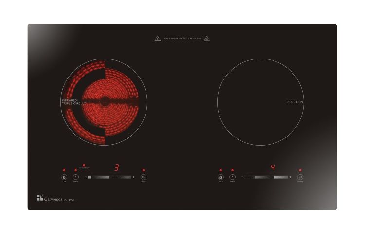 (image for) Garwoods EC-2923 2800W Built-in Twin-hob Induction & Infrared Cooker