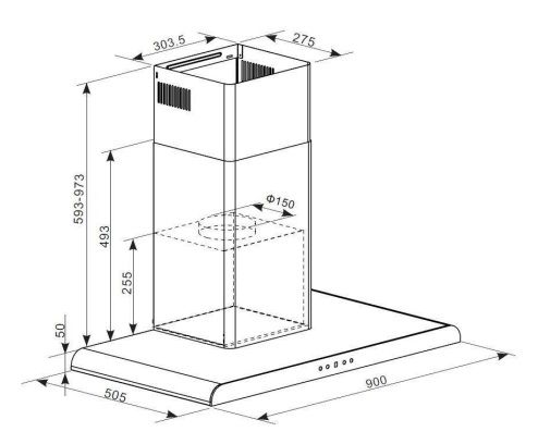 (image for) Garwoods HT-3590SG 36" Chimney Rangehood - Click Image to Close