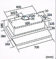 (image for) German Pool A70 28-inch Slide-Out Type Cookerhood