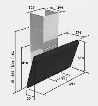 (image for) German Pool GPR-DL900L 36" Chimney-type Rangehood (Made In Europe)