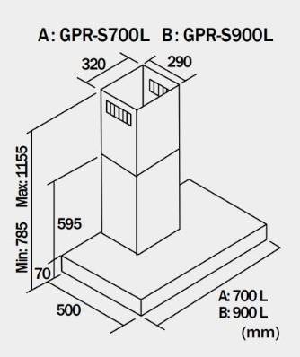 German Pool GPR-S700L 28" Chimney-Type Rangehood (Made In Europe)