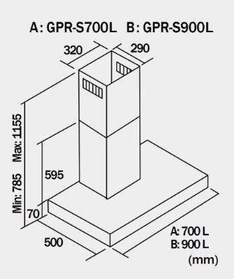 (image for) German Pool GPR-S700L 28" Chimney-Type Rangehood (Made In Europe) - Click Image to Close