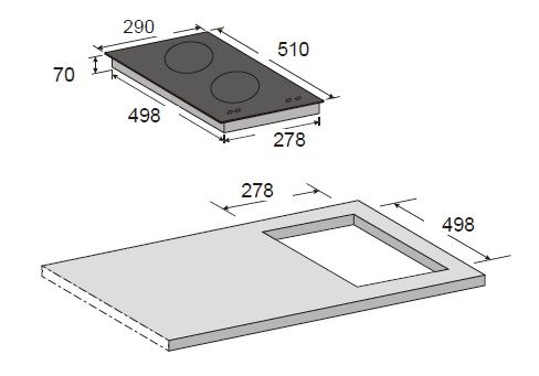 (image for) CRISTAL PE2926ID-2 2800W Built-in 2-burner Induction Cooker