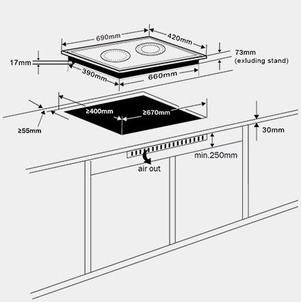 (image for) German Pool GIH-DD38B 5600W Built-In 2-Burner Induction-Ceramic Hybrid Cooker - Click Image to Close