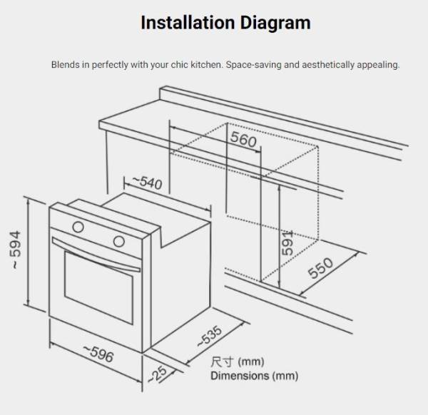 (image for) German Pool GV-627SA 53-Litre Built-in Oven (Made in Italy)