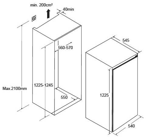 (image for) Cristal BS240MW 192L 1-Door Built-in Refrigerator (Top Freezer) - Click Image to Close