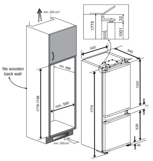 (image for) Philco PBF7320NFL 262L Built-in 2-Door Refrigerator (Bottom Freezer / Left Hinge Door) - Click Image to Close