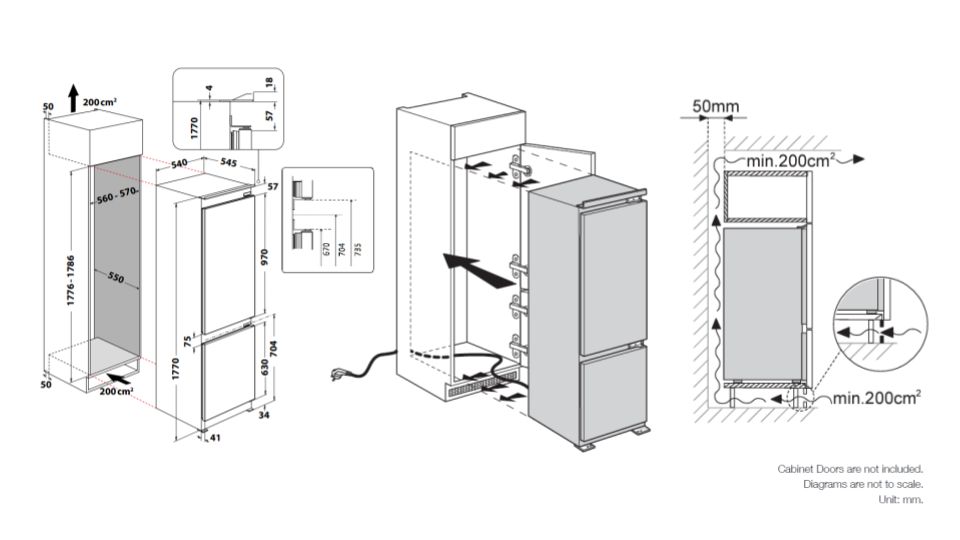 (image for) Whirlpool WHC18T311HK/L 249L 2-door Built-in Refrigerator (Bottom Freezer / Left hinge door) - Click Image to Close