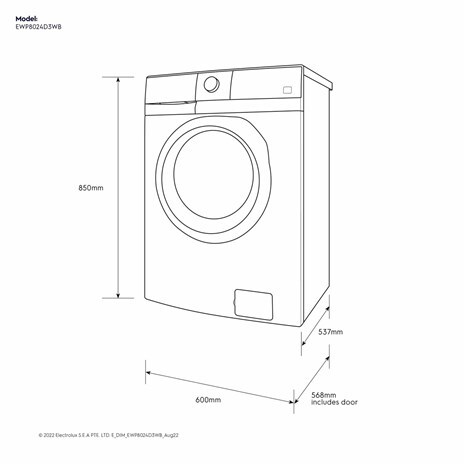 (image for) Electrolux EWP8024D3WB 8kg(Wash)/5kg(Dry) 1200rpm Front Load UltimateCare 300 Washer Dryer - Click Image to Close
